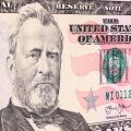 A closeup shot of Ulysses S. Grant portrait on the 1922 edition dollar banknote